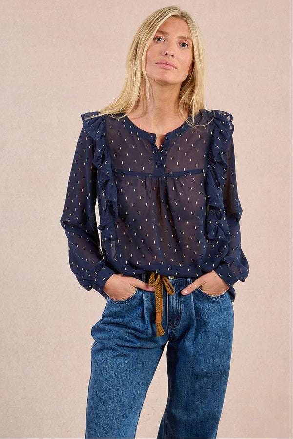 Metallic Dot Woven Top