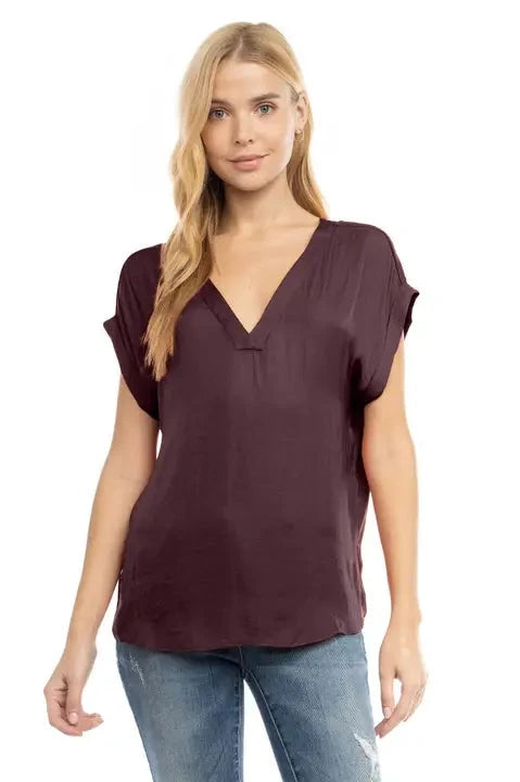 V Neck Drop Sleeve Blouse