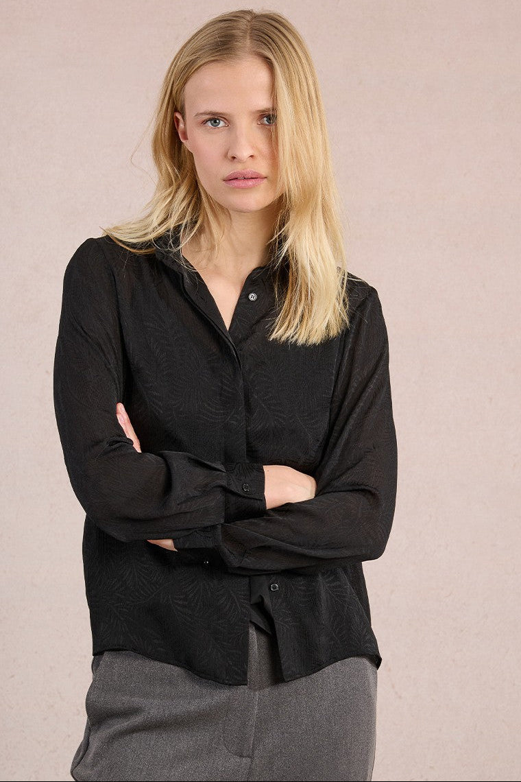 Leaf Pattern Voile Shirt