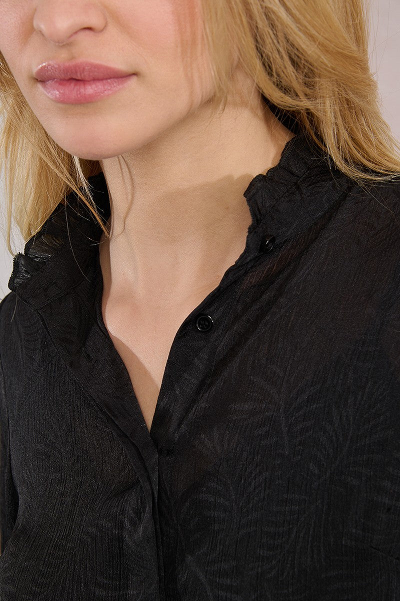 Leaf Pattern Voile Shirt