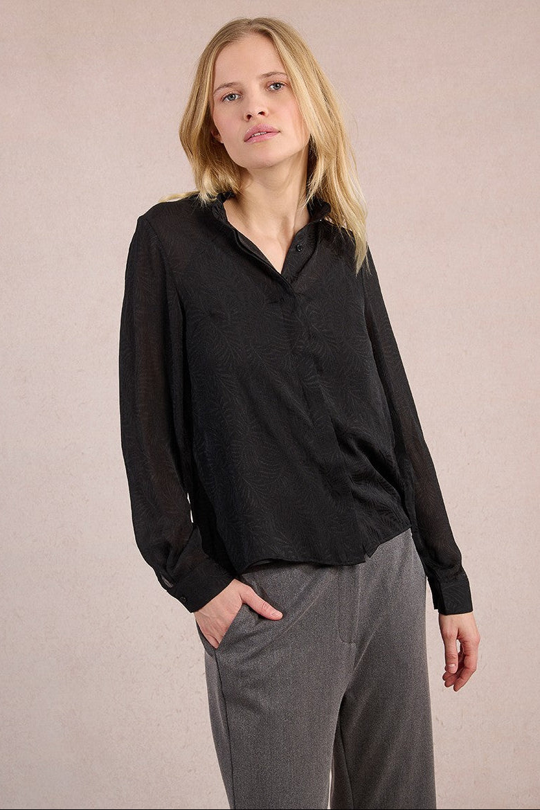 Leaf Pattern Voile Shirt