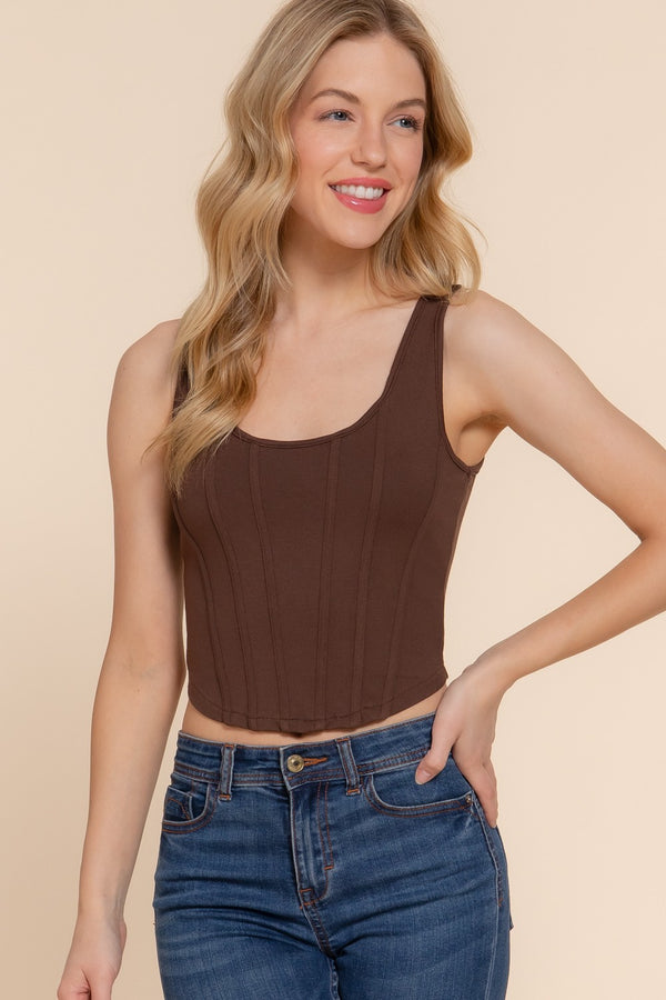 Sleeveless Corset Detail Knit Top