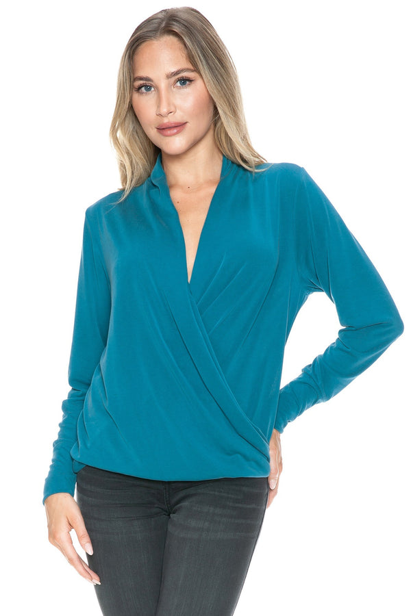 Long Sleeve Cupro Surplice Top
