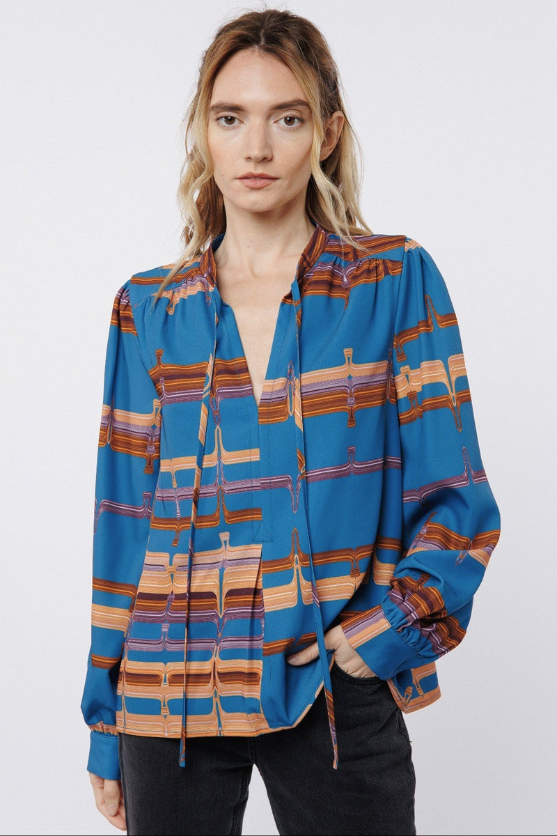 Rue Abstract Stripe Blouse