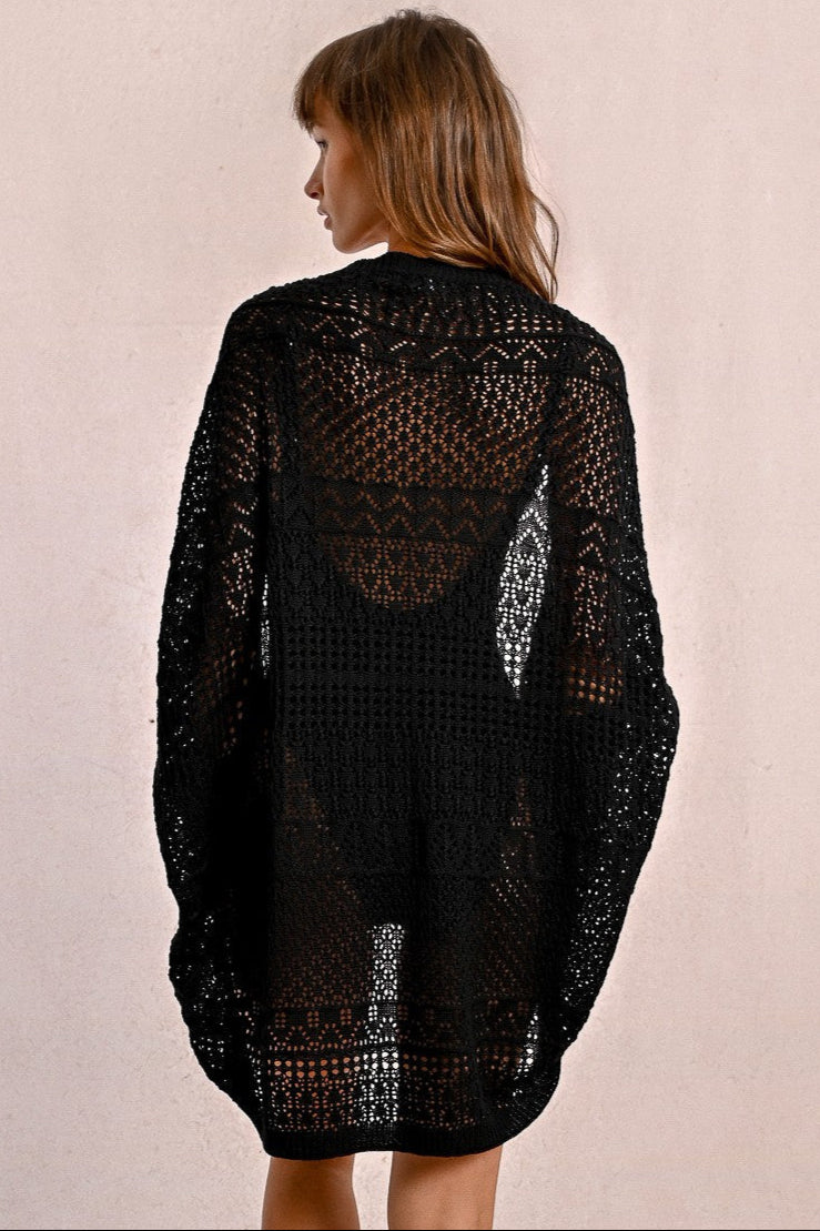 Long Openwork Cardigan