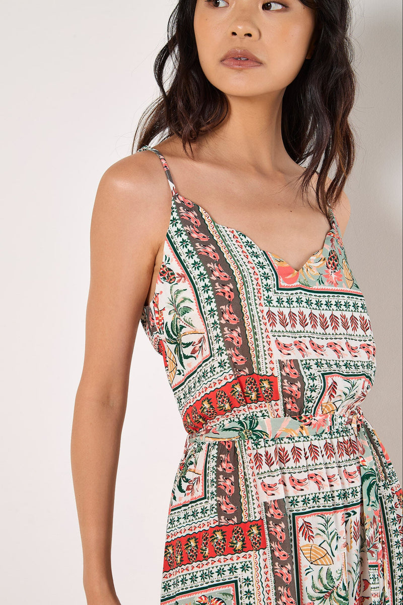Tropical Print Camisole Midi Dress