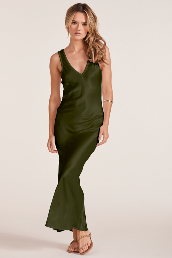 V-NECK BIAS CUT SLIP DRESS
