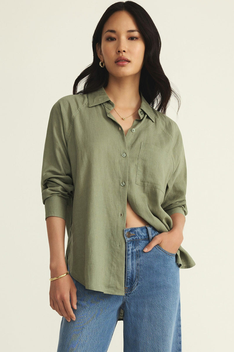 The Perfect Linen Top - avocado