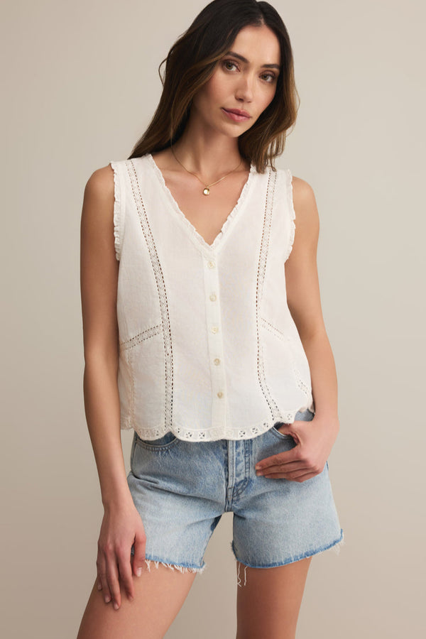 Tomi Embroidered Cotton Tank