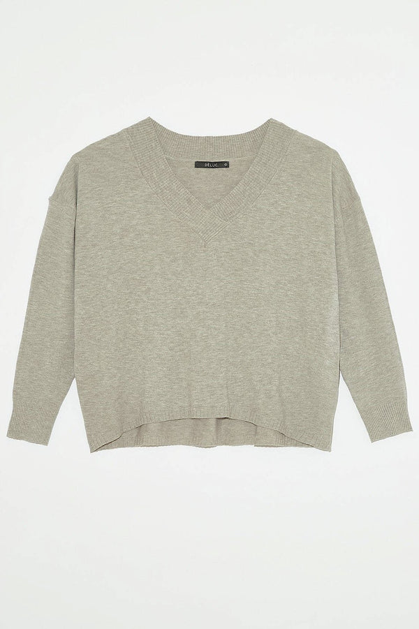 Betula V Neck Sweater - grey melange