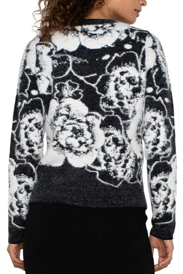 Long Sleeve Fuzzy Floral Sweater