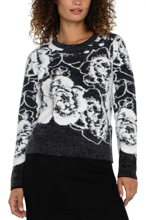 Long Sleeve Fuzzy Floral Sweater