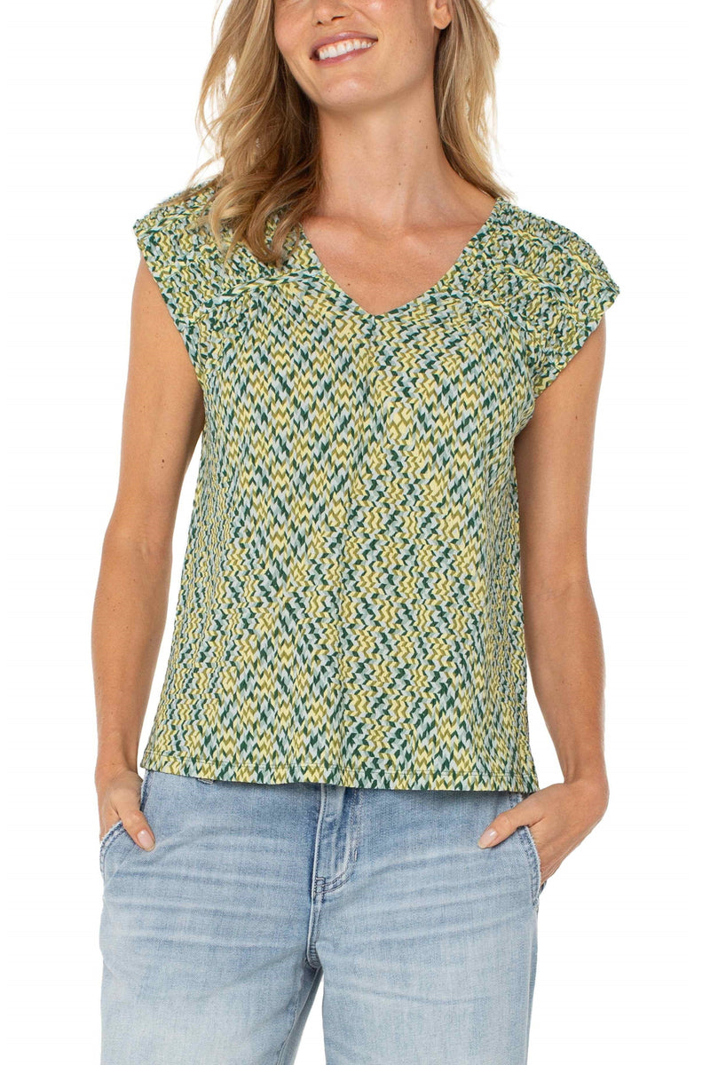 Chevron Tie Back Woven Top