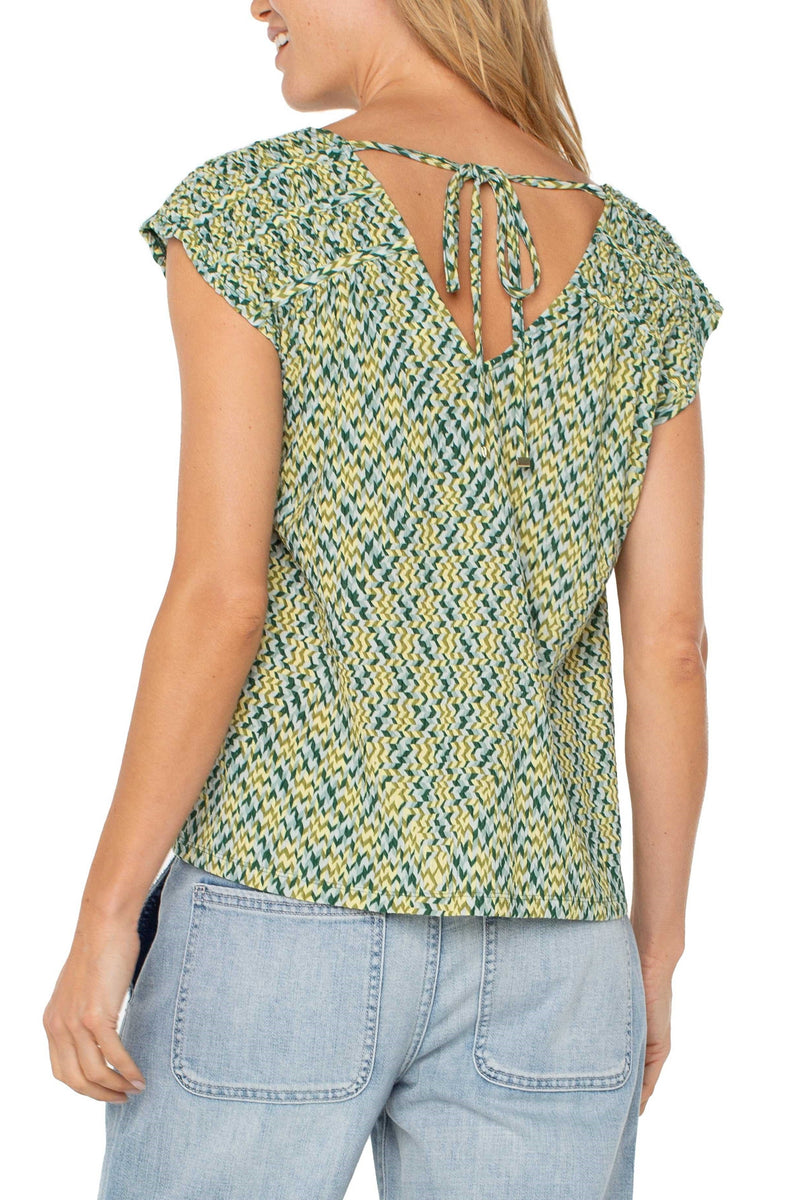 Chevron Tie Back Woven Top