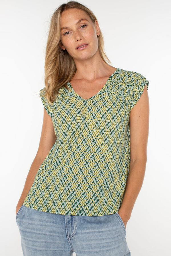 Chevron Tie Back Woven Top