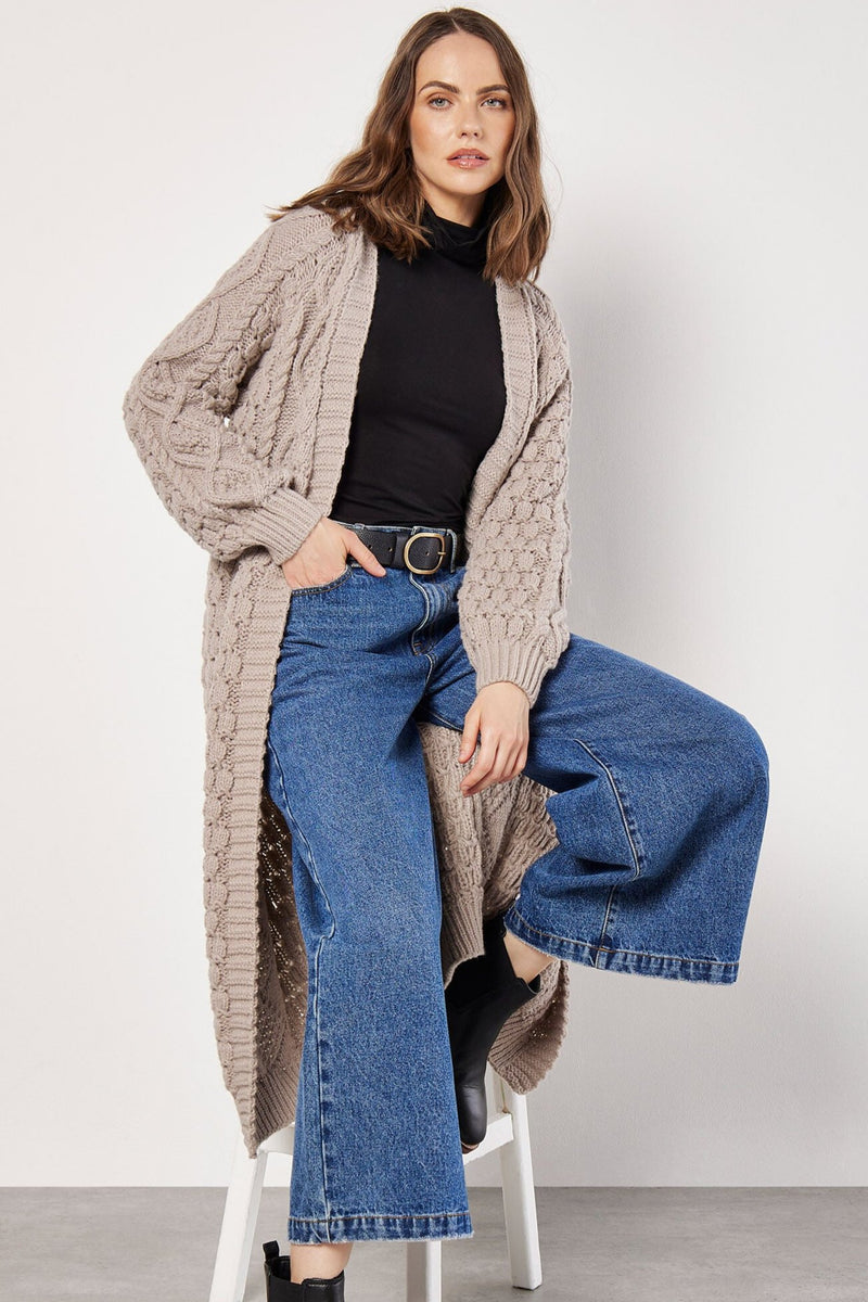 Chunky Cable Knit Longline Cardigan