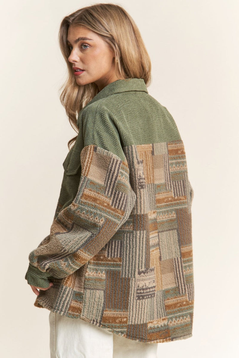 Mixed Media Patterned Shacket