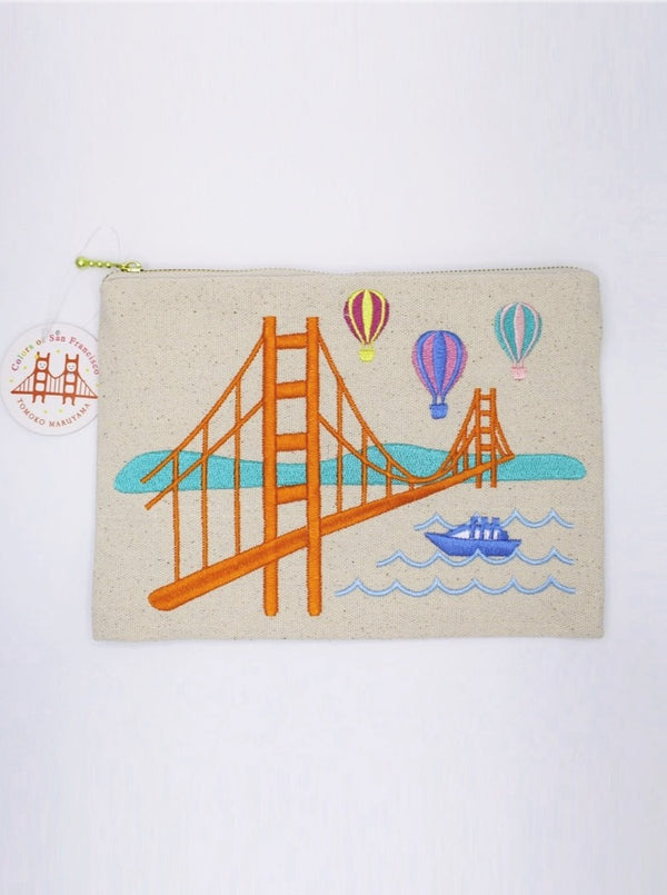 Embroidered San Francisco Colorful Balloons Pouch