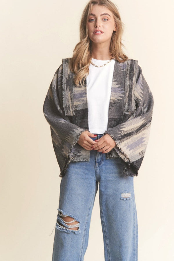 Boxy Cropped Fringe Cardigan