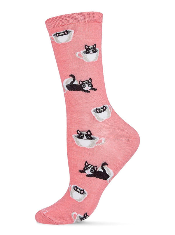 Cup o' Cats | Bamboo Blend Crew Socks