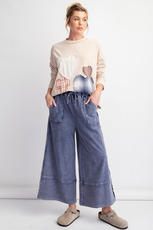 Mineral Wash Terry Knit Palazzo Pants