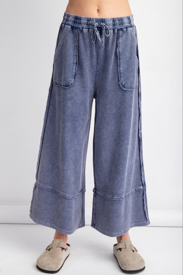 Mineral Wash Terry Knit Palazzo Pants