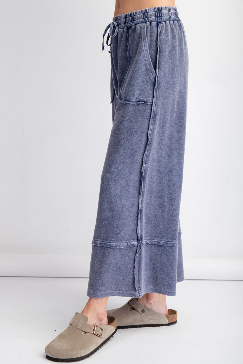 Mineral Wash Terry Knit Palazzo Pants