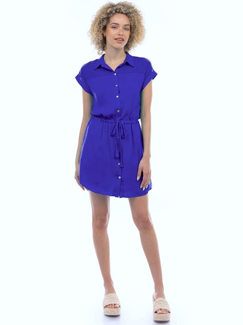 Tie Waist Chiffon Shirt Dress