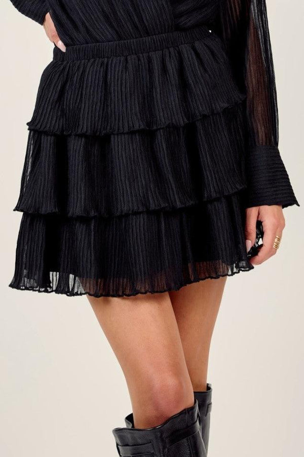 Gathering Pleated Mini Skirt