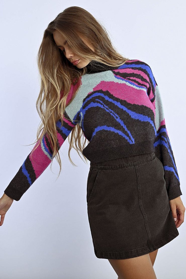 Graphic Turtleneck Sweater