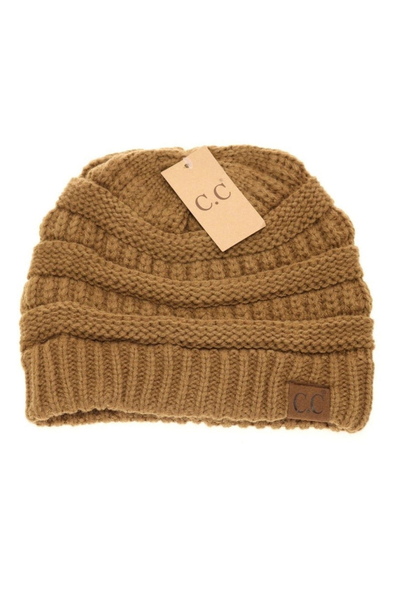 Knit Cable Beanie - golden walnut