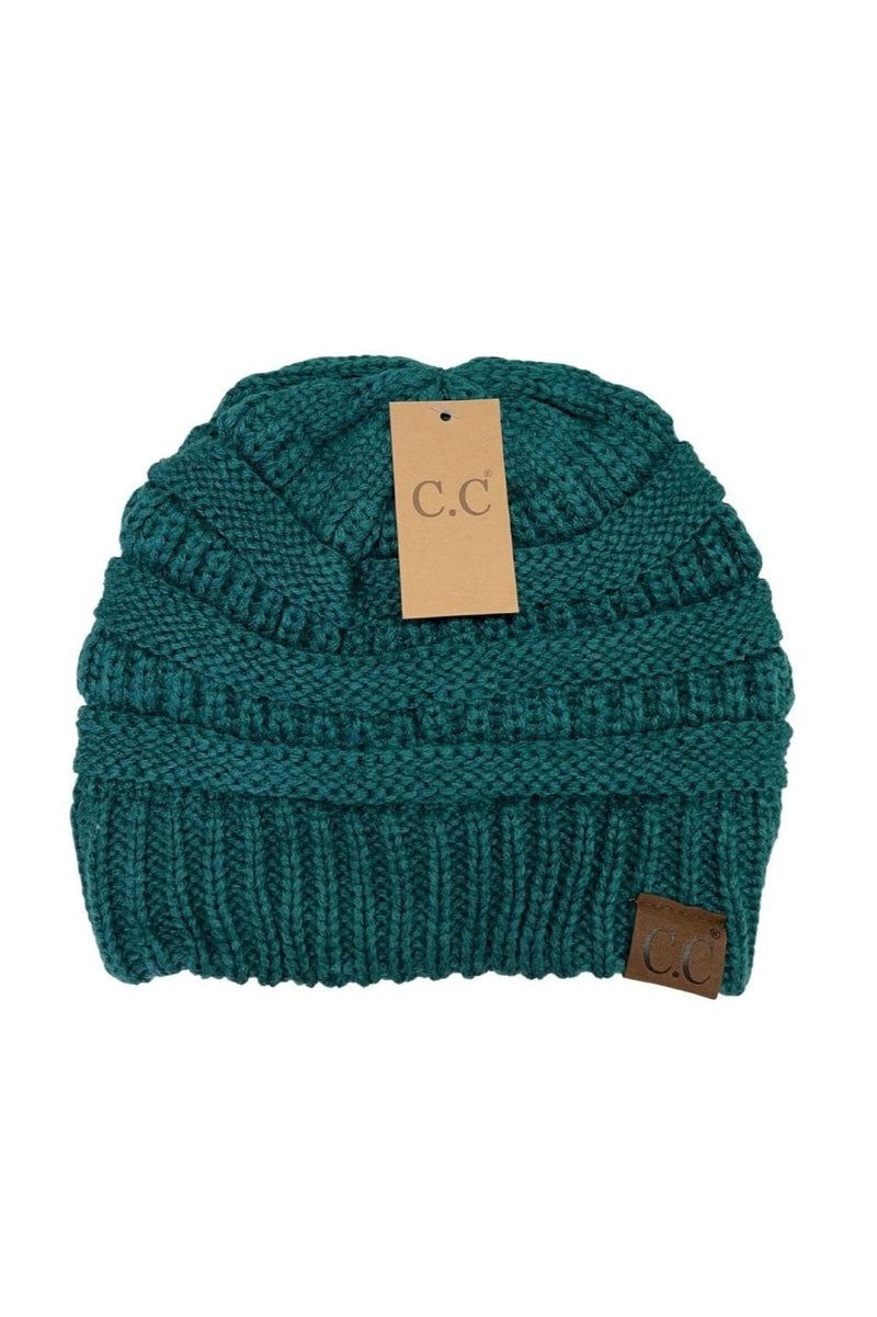 Knit Cable Beanie - petrel green