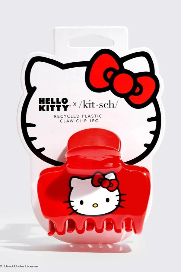 Hello Kitty X Kitsch Recycled Puffy Claw Clip- Kitty Face