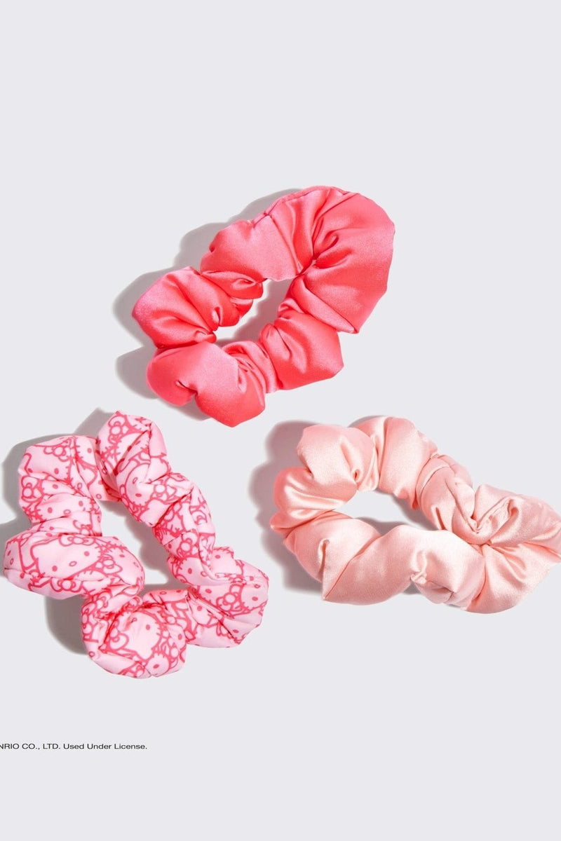 Hello Kitty x Kitsch Recycled Fabric Puffy Scrunchies 3pc Set