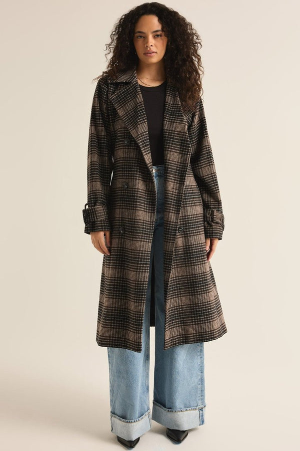 Jackie Plaid Trench