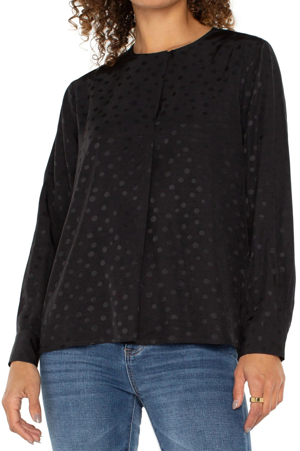 Long Sleeve Popover Woven Blouse