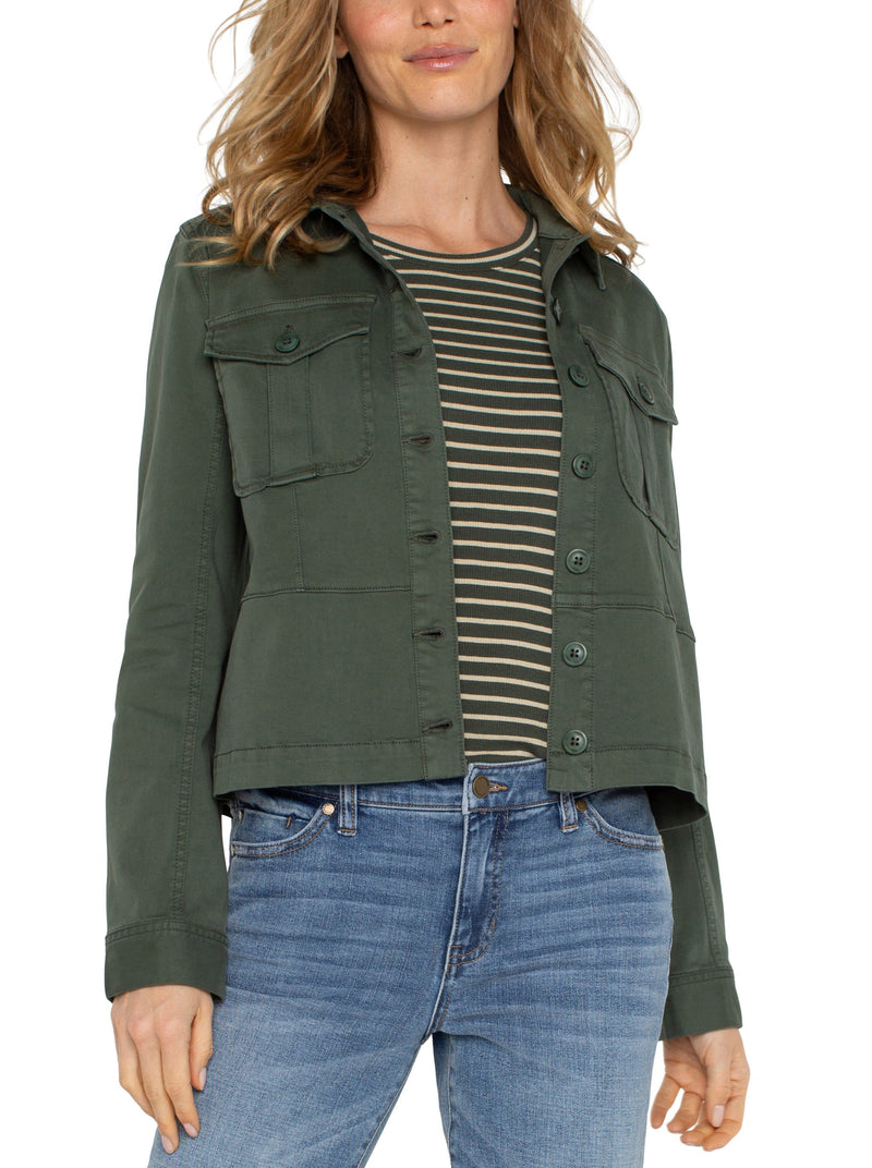 Peplum Hem Trucker Jacket