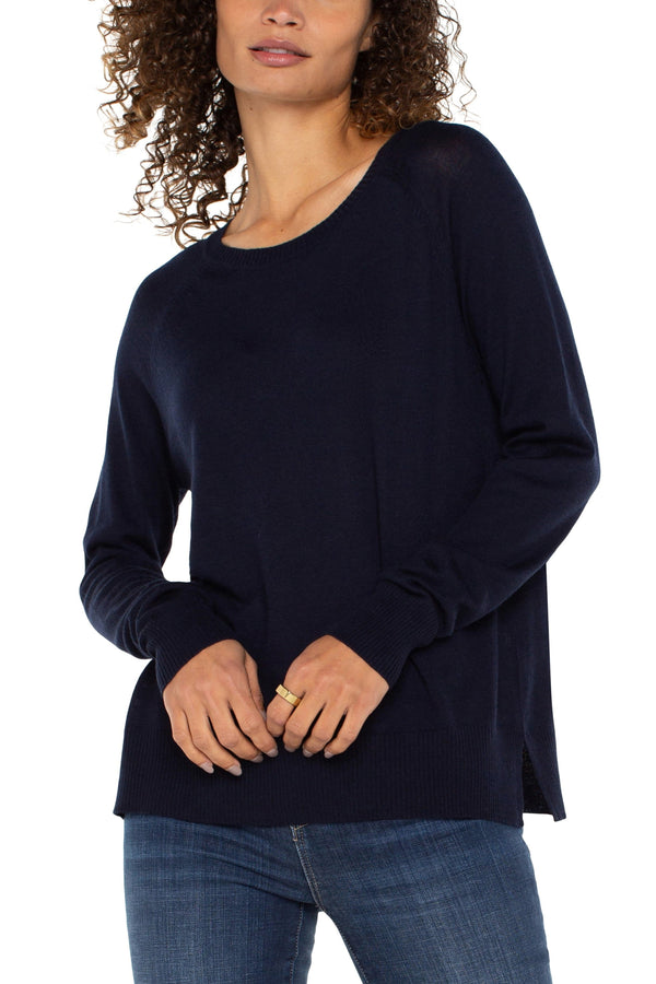 Raglan Sweater With Side Slits