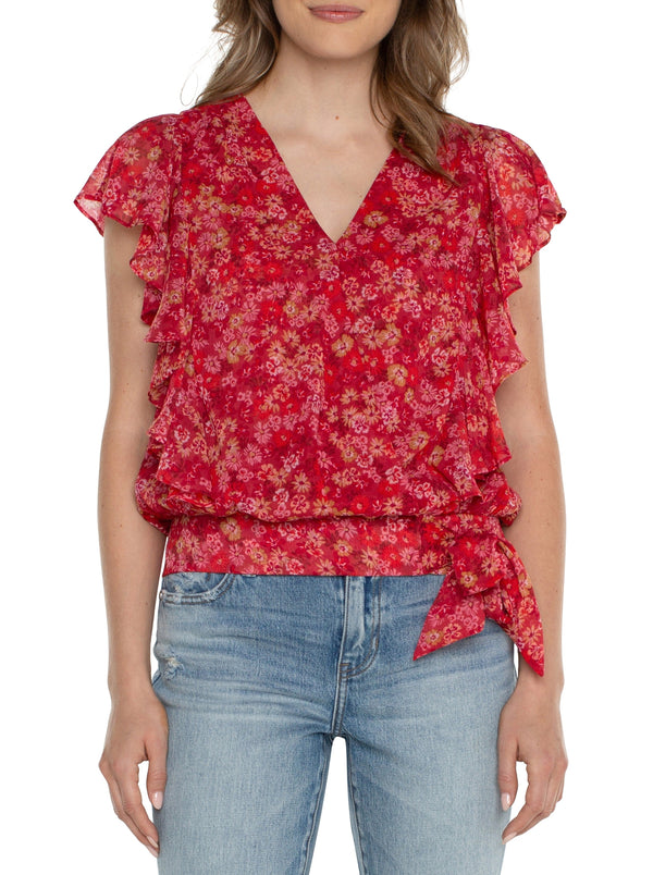 Draped Front Top With Tie