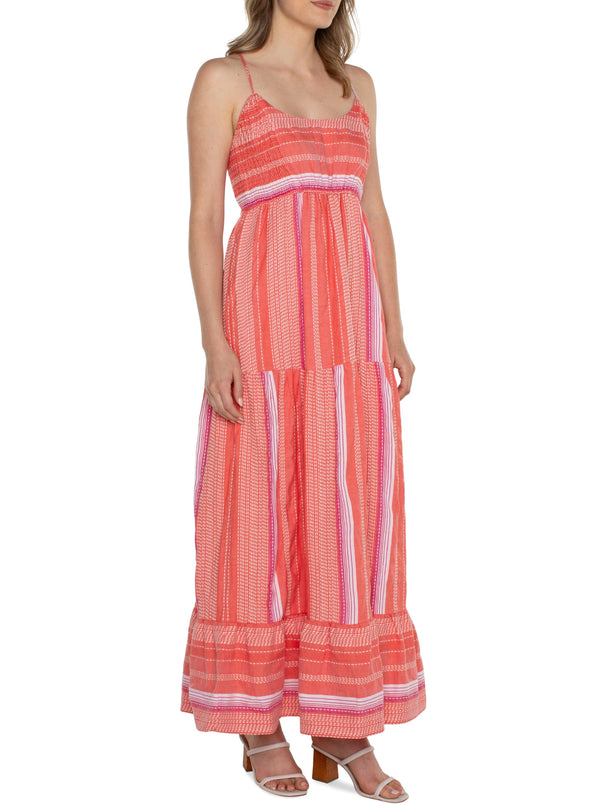 Multi Stripe Tiered Maxi Dress