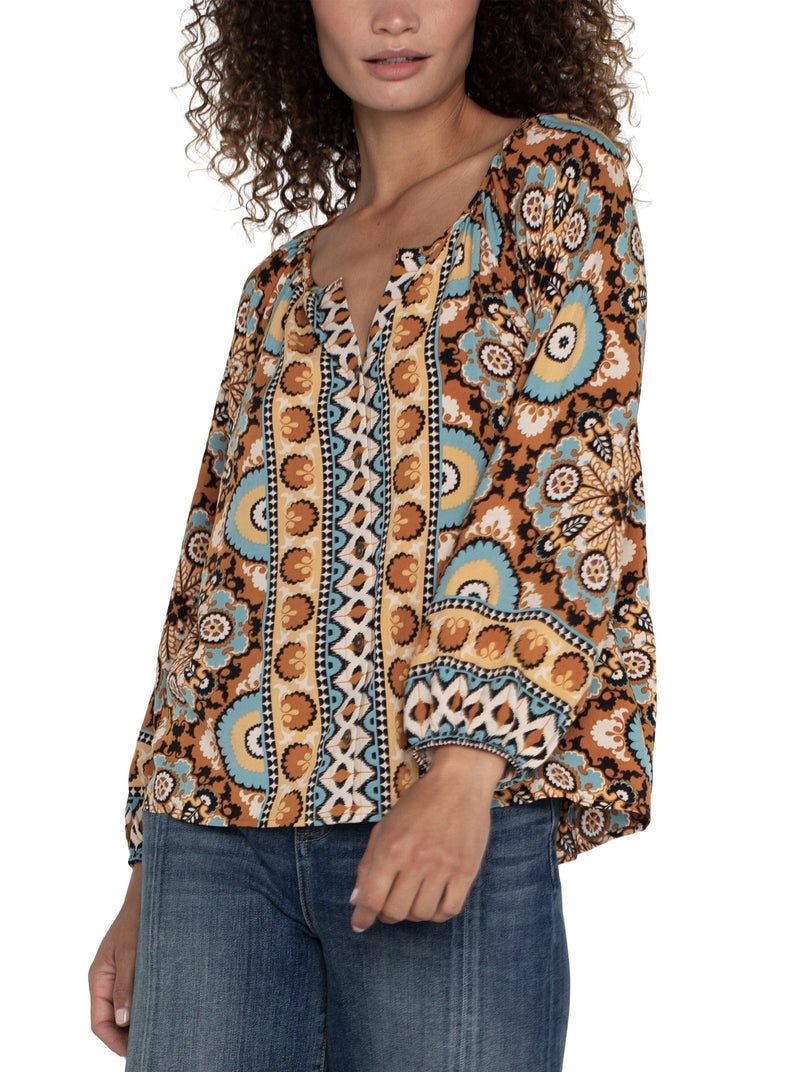 Multicolor Button Front Blouse