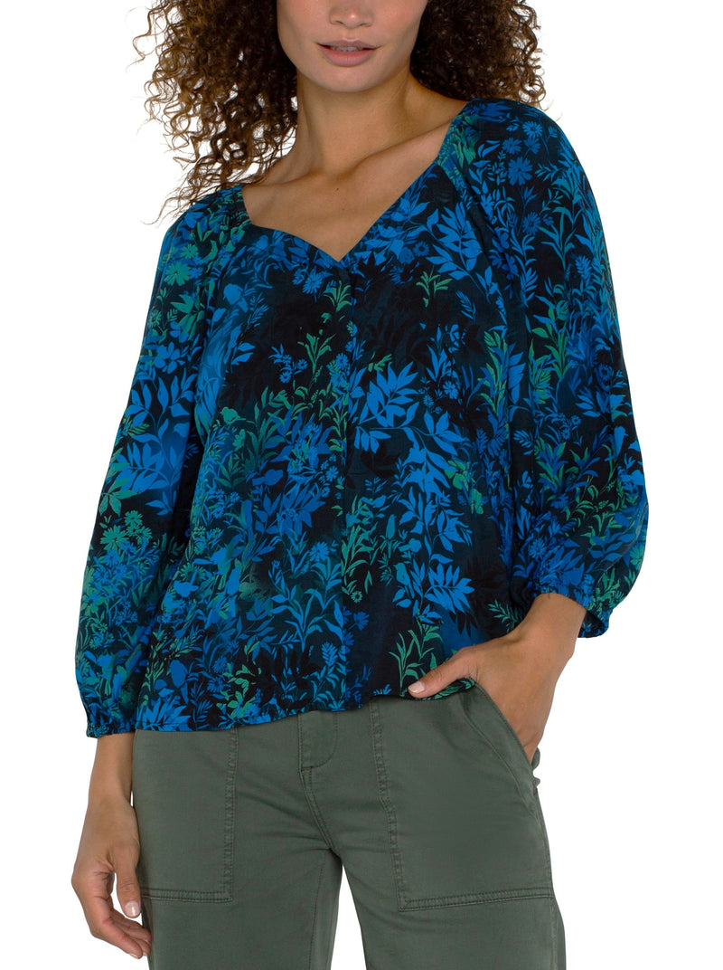 3/4 Sleeve Woven Blouse