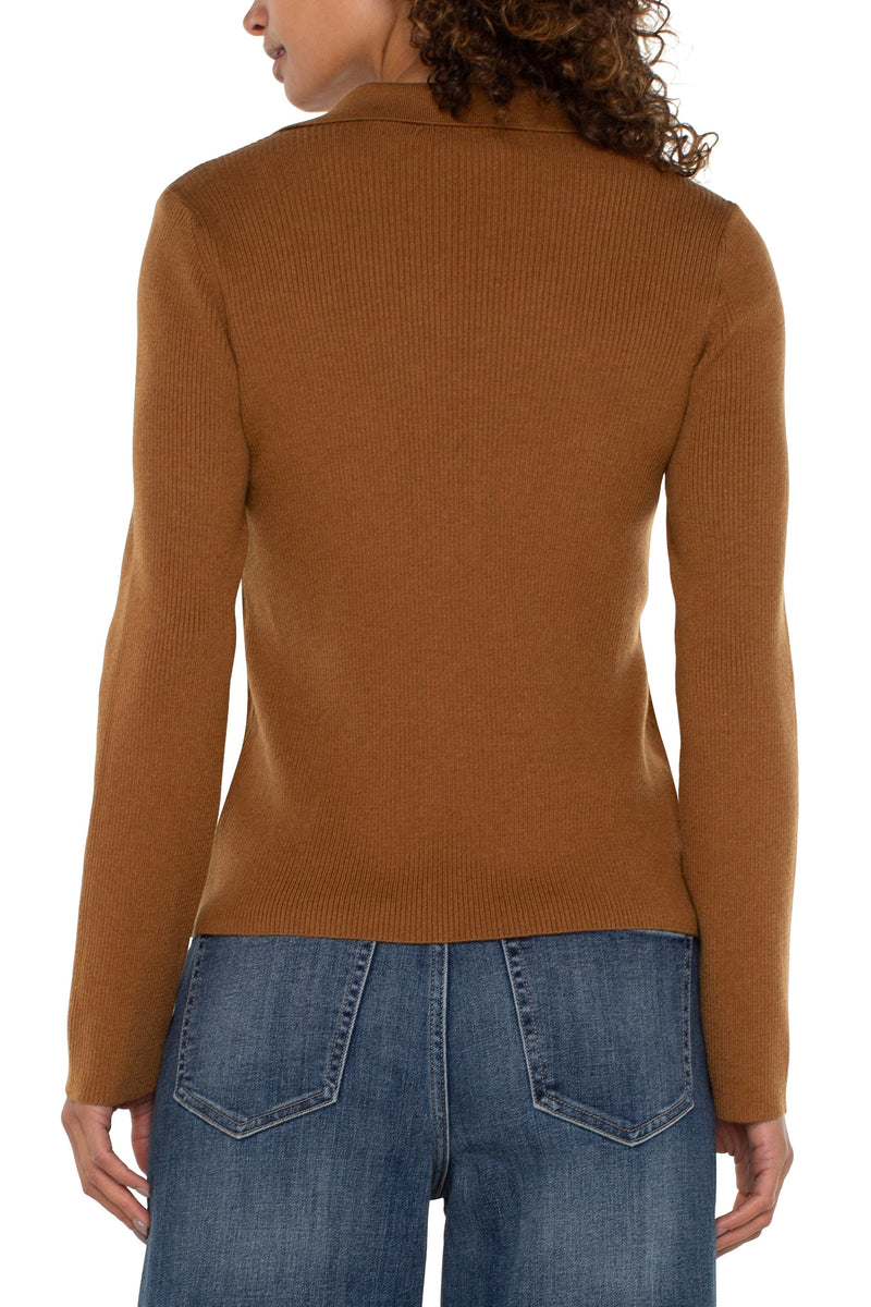 Rib Knit Collared Sweater