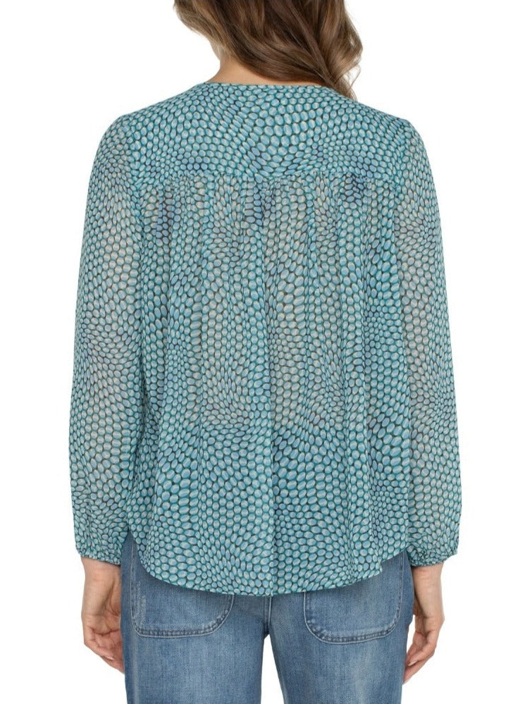 Dotted Tie Front Blouse