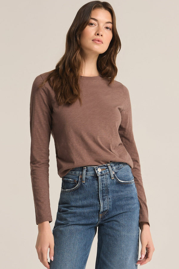 Modern Slub Long Sleeve Tee - deep taupe