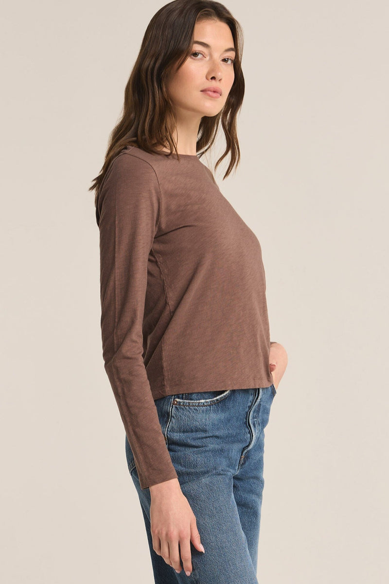 Modern Slub Long Sleeve Tee - deep taupe