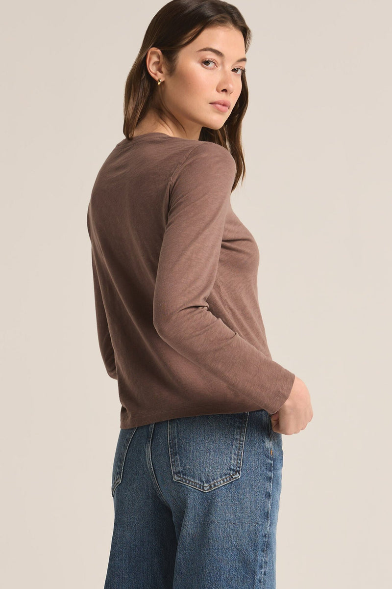 Modern Slub Long Sleeve Tee - deep taupe