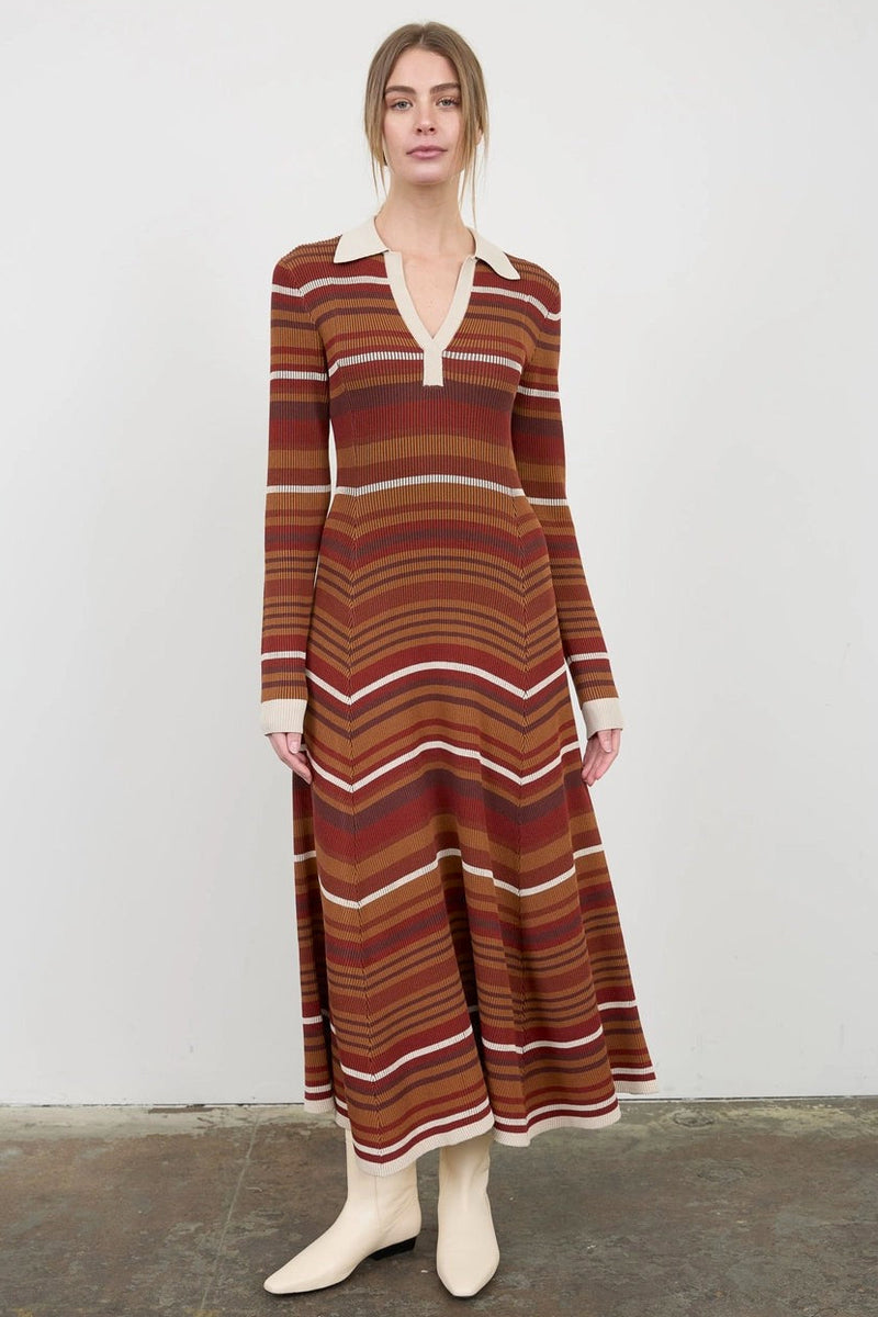 Multi Stripe Long Sleeve Sweater Dress