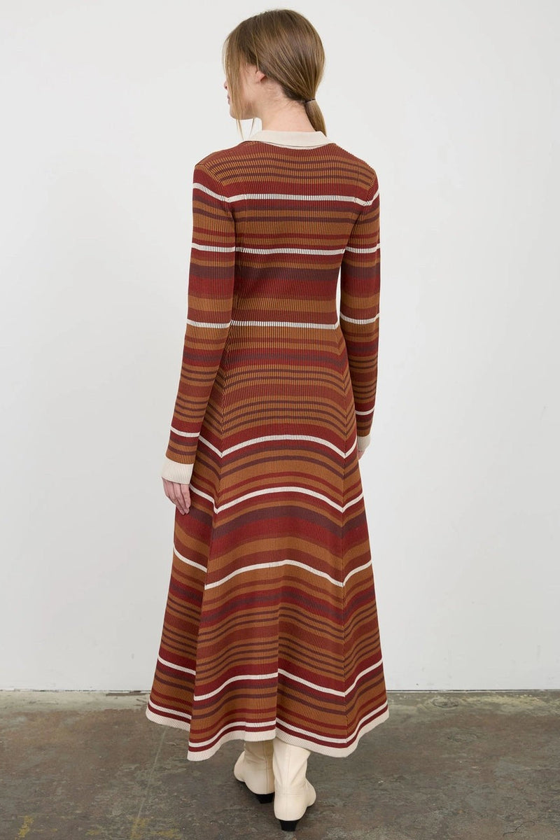 Multi Stripe Long Sleeve Sweater Dress