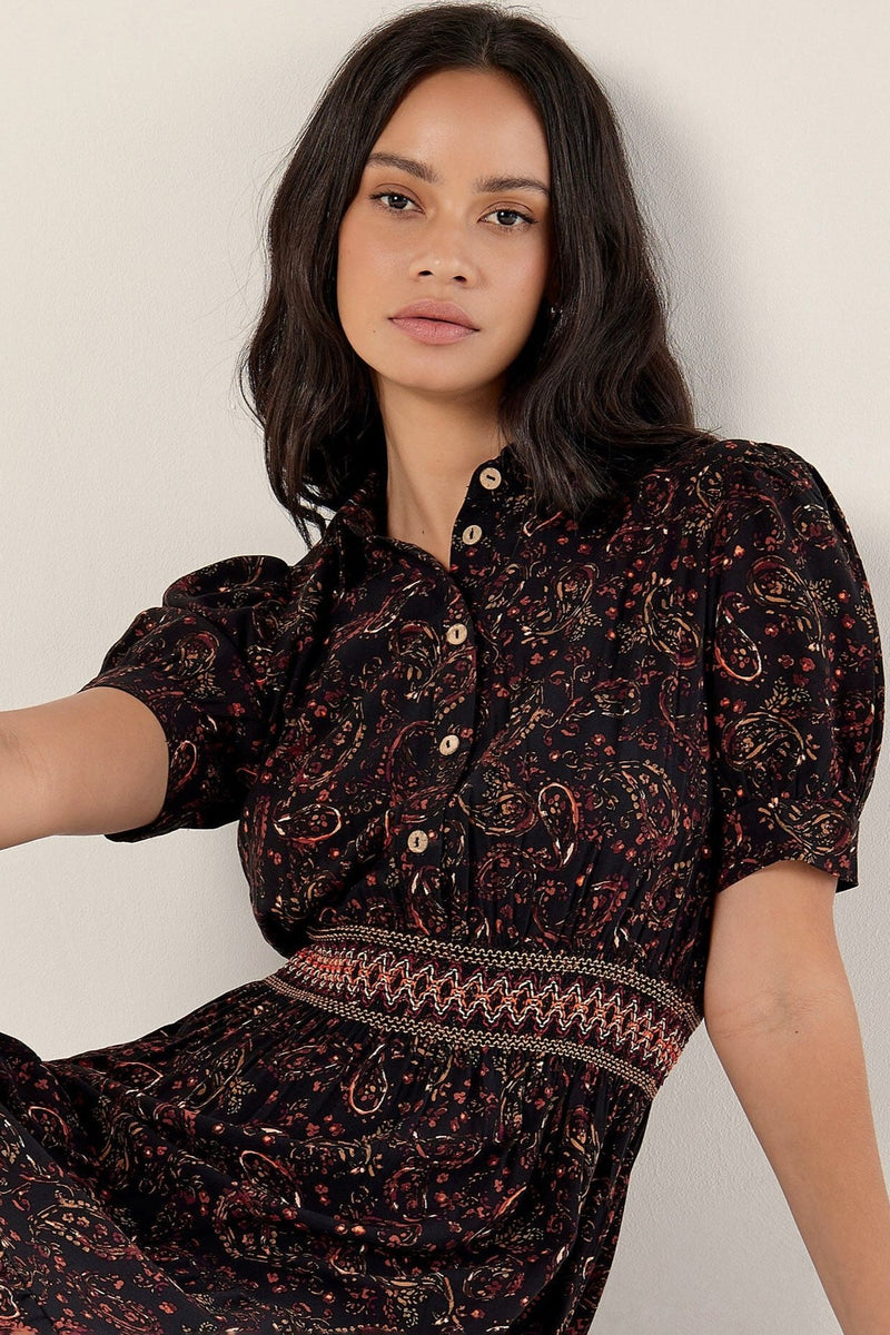 Paisley Midi Shirt Dress